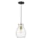 Z-Lite Bella 1 Light Mini Pendant, Matte Black & Olde Brass & Clear 476MP-MB-OBR - alternate 2